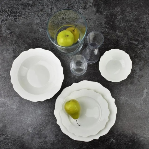 6 filiżanek komplet do herbaty białe tłoczone Isabelle na urodziny porcelana