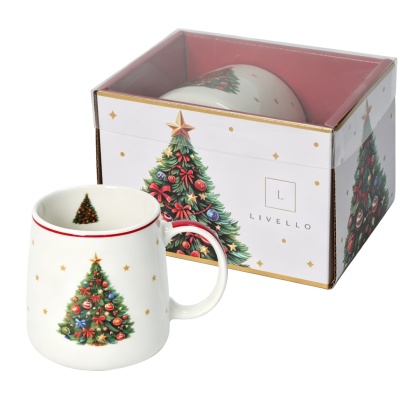 Duży kubek baryłka beczułka porcelana livello Boże Narodzenie prezent na święta choinka