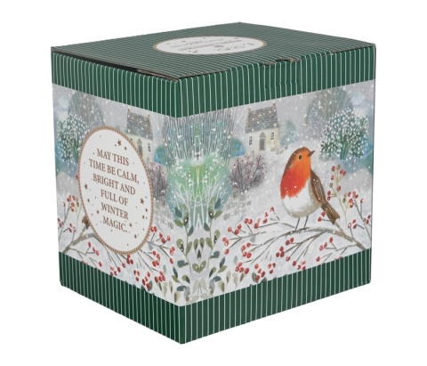 Dzbanuszek imbryk filiżanka tea for one Robin in snow prezent na święta Boże Narodzenie