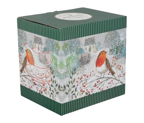 Dzbanuszek imbryk filiżanka tea for one Robin in snow prezent na święta Boże Narodzenie