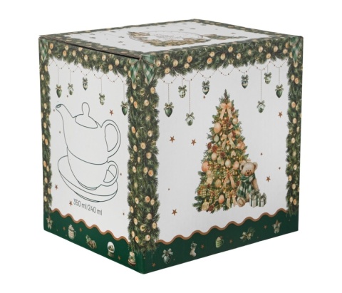 Filiżanka dzbanek imbryk tea for one Tree Sparkle na święta choinka miś