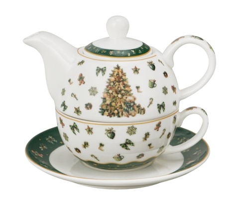 Filiżanka dzbanek imbryk tea for one Tree Sparkle na święta choinka miś