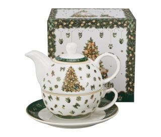Filiżanka dzbanek imbryk tea for one Tree Sparkle na święta choinka miś