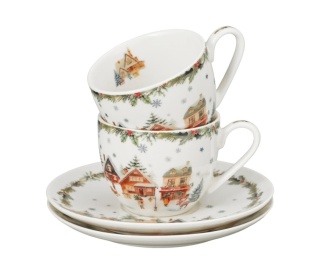 Filiżanki do espresso Christmas Village 2szt prezent na święta Boże Narodzenie porcelana