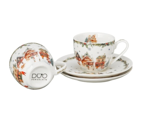 Filiżanki do espresso Christmas Village 2szt prezent na święta Boże Narodzenie porcelana