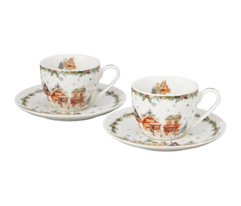 Filiżanki do espresso Christmas Village 2szt prezent na święta Boże Narodzenie porcelana
