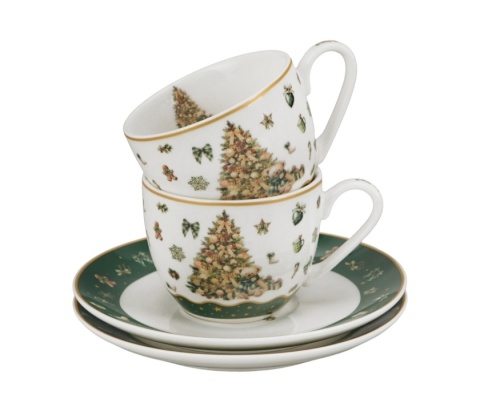 Filiżanki do espresso Tree Sparkle zestaw 2szt prezent na święta Boże Narodzenie porcelana