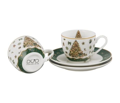 Filiżanki do espresso Tree Sparkle zestaw 2szt prezent na święta Boże Narodzenie porcelana