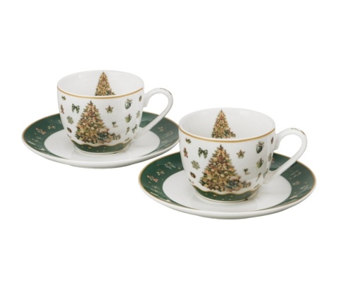 Filiżanki do espresso Tree Sparkle zestaw 2szt prezent na święta Boże Narodzenie porcelana