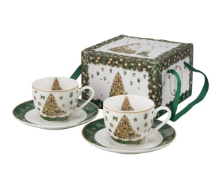 Filiżanki do espresso Tree Sparkle zestaw 2szt prezent na święta Boże Narodzenie porcelana