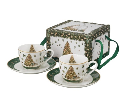 Filiżanki do espresso Tree Sparkle zestaw 2szt prezent na święta Boże Narodzenie porcelana