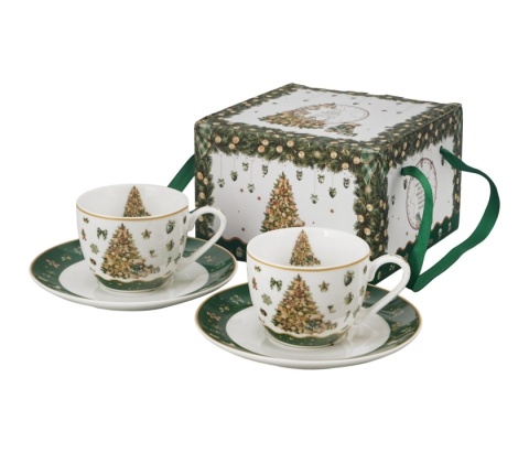 Filiżanki do espresso Tree Sparkle zestaw 2szt prezent na święta Boże Narodzenie porcelana
