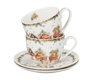 Filiżanki na święta porcelana komplet 2 szt Boże Narodzenie Christmas Village