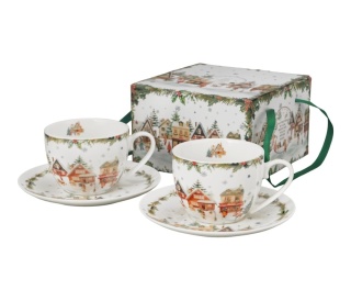 Filiżanki na święta porcelana komplet 2 szt Boże Narodzenie Christmas Village