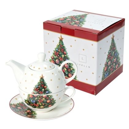 Imbryk filiżanka tea for one porcelana livello prezent na święta choinka Boże Narodzenie