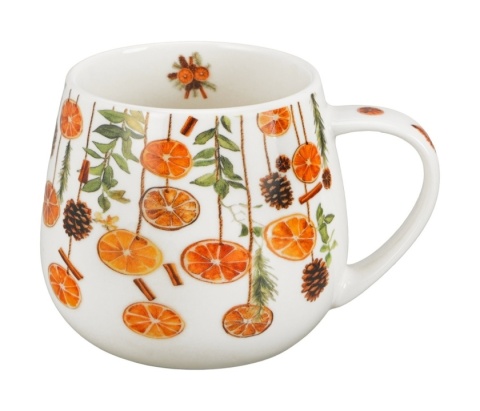 Kubek baryłka na święta Winter fruits Boże Narodzenie porcelana pomarańcze