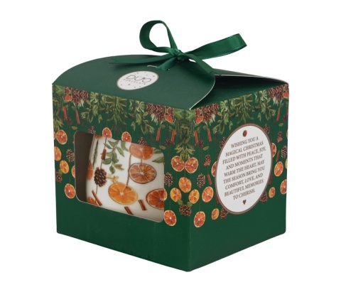 Kubek baryłka święta zaparzacz Winter fruits Boże Narodzenie porcelana pomarańcze