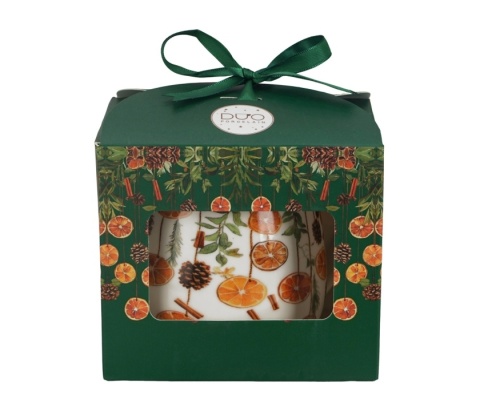 Kubek baryłka święta zaparzacz Winter fruits Boże Narodzenie porcelana pomarańcze