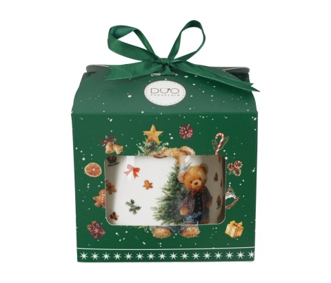 Kubek święta baryłka zaparzacz Teddy noel Boże Narodzenie porcelana na prezent miś