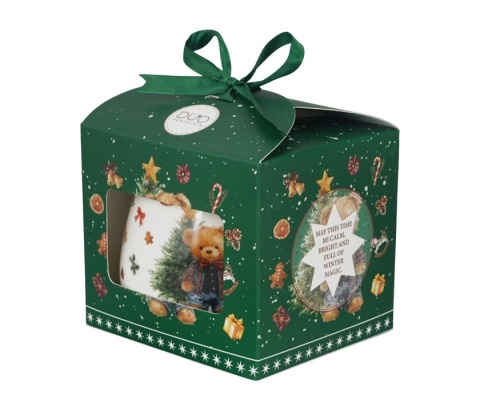 Kubek święta baryłka zaparzacz Teddy noel Boże Narodzenie porcelana na prezent miś