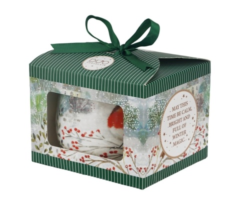 Kubek do herbaty baryłka Robin in snow święta Boże Narodzenie porcelana rudzik