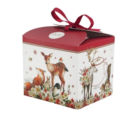 Kubek baryłka zaparzacz sitko Winter friends święta Boże Narodzenie porcelana zwierzęta