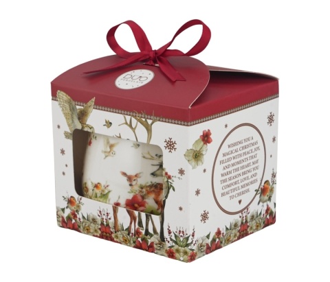 Kubek baryłka zaparzacz sitko Winter friends święta Boże Narodzenie porcelana zwierzęta