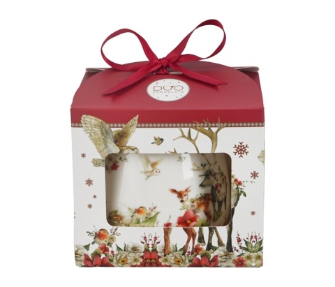 Kubek baryłka zaparzacz sitko Winter friends święta Boże Narodzenie porcelana zwierzęta