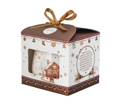 Kubek baryłka zaparzacz sitko Gingerbread House święta Boże Narodzenie porcelana pierniki