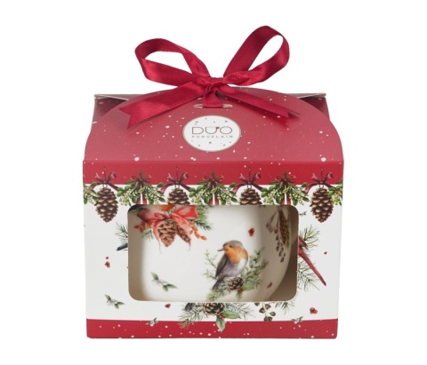 Kubek baryłka Birds of winter prezent na święta Boże Narodzenie porcelana ptaki