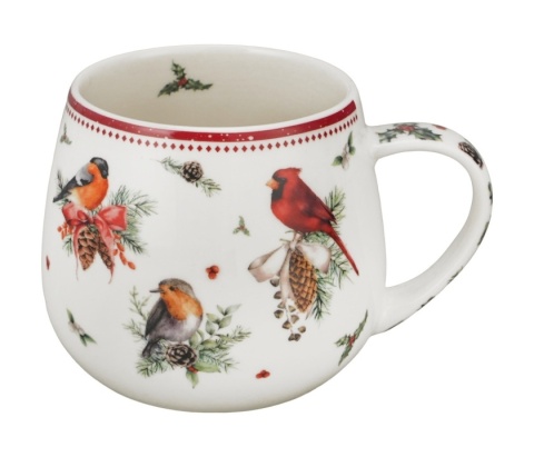 Kubek baryłka Birds of winter prezent na święta Boże Narodzenie porcelana ptaki