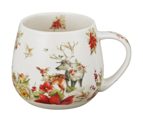 Kubek baryłka zaparzacz sitko Winter friends święta Boże Narodzenie porcelana zwierzęta