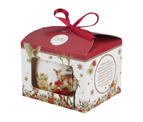Kubek baryłka Winter friends na święta Boże Narodzenie porcelana zwierzęta do kawy