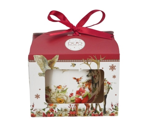 Kubek baryłka Winter friends na święta Boże Narodzenie porcelana zwierzęta do kawy