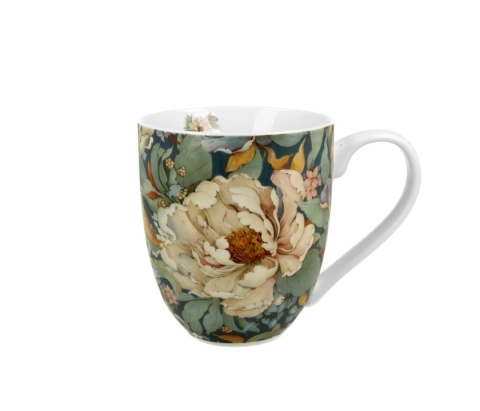 Kubek do herbaty kubas jumbo xxl na prezent porcelana piwonie peony blue kwiaty