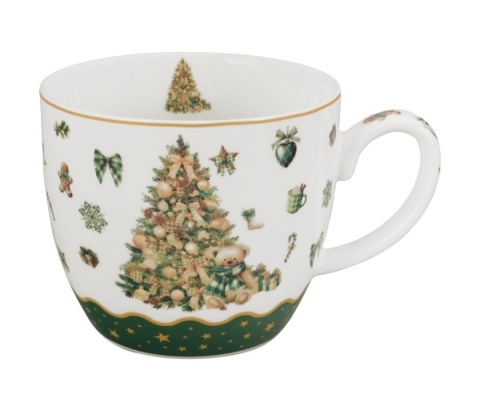 Kubek na święta do herbaty porcelana w koszyku Tree Sparkle prezent Boże Narodzenie