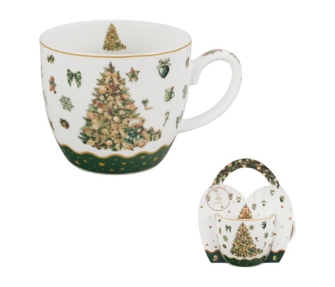 Kubek na święta do herbaty porcelana w koszyku Tree Sparkle prezent Boże Narodzenie
