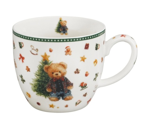 Kubek do herbaty porcelana w koszyku Teddy Noel prezent na święta Boże Narodzenie