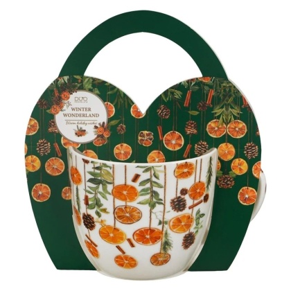 Kubek na święta do kawy porcelana Winter fruits w koszyku prezent Boże Narodzenie