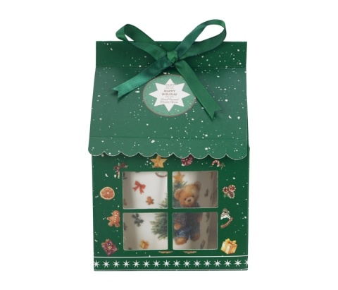 Kubek do kawy porcelana teddy noel domek prezent na święta Boże Narodzenie miś choinka