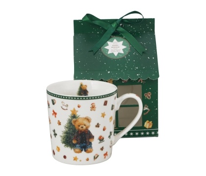 Kubek do kawy porcelana teddy noel domek prezent na święta Boże Narodzenie miś choinka
