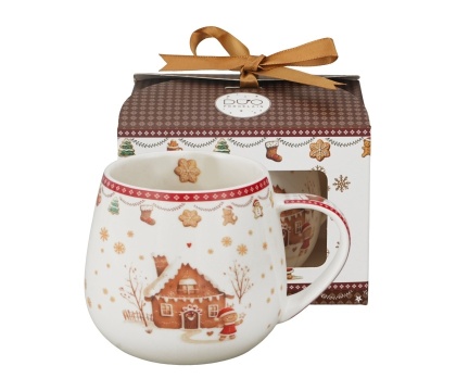 Kubek na święta baryłka Gingerbread House Boże Narodzenie porcelana prezent pierniki