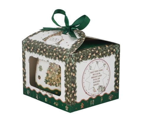Kubek na święta baryłka Tree Sparkle Boże Narodzenie porcelana prezent choinka miś