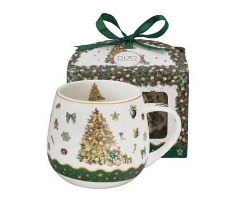 Kubek na święta baryłka Tree Sparkle Boże Narodzenie porcelana prezent choinka miś