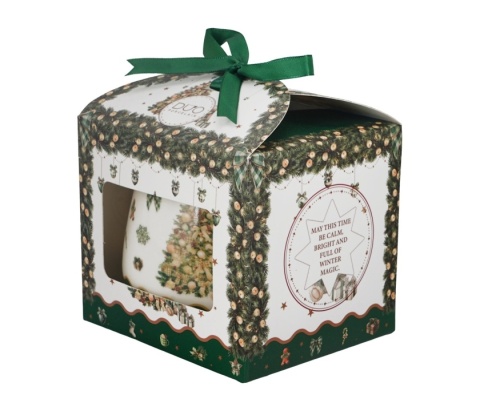 Kubek na święta baryłka zaparzacz Tree Sparkle Boże Narodzenie porcelana prezent choinka