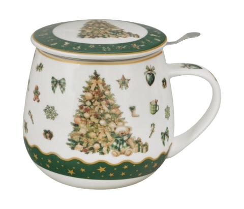 Kubek na święta baryłka zaparzacz Tree Sparkle Boże Narodzenie porcelana prezent choinka