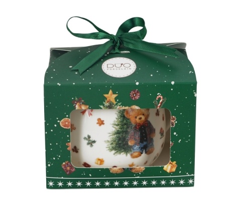 Kubek święta baryłka Teddy noel Boże Narodzenie porcelana na prezent miś choinka