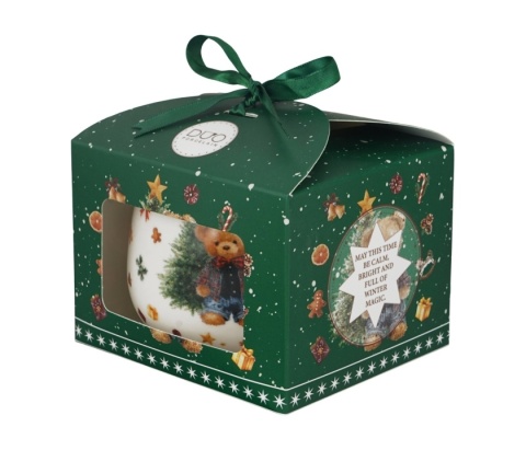 Kubek święta baryłka Teddy noel Boże Narodzenie porcelana na prezent miś choinka