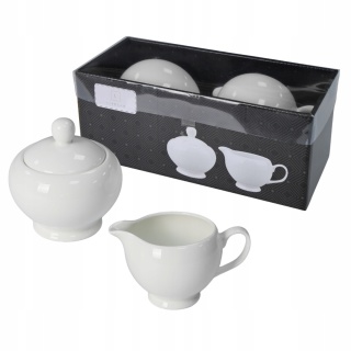 Cukiernica z mlecznikiem biały zestaw z porcelany na prezent do kawy herbaty Livello