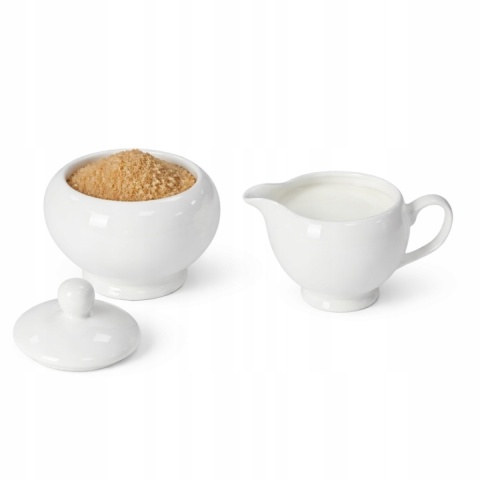 Cukiernica z mlecznikiem biały zestaw z porcelany na prezent do kawy herbaty Livello